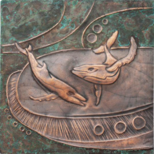Copper Repousse Whale Panel
