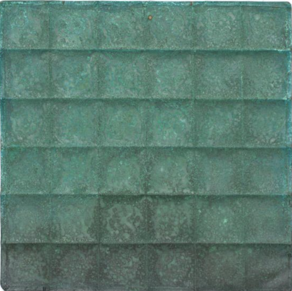 Copper Geometric Repousse Panel - Squares