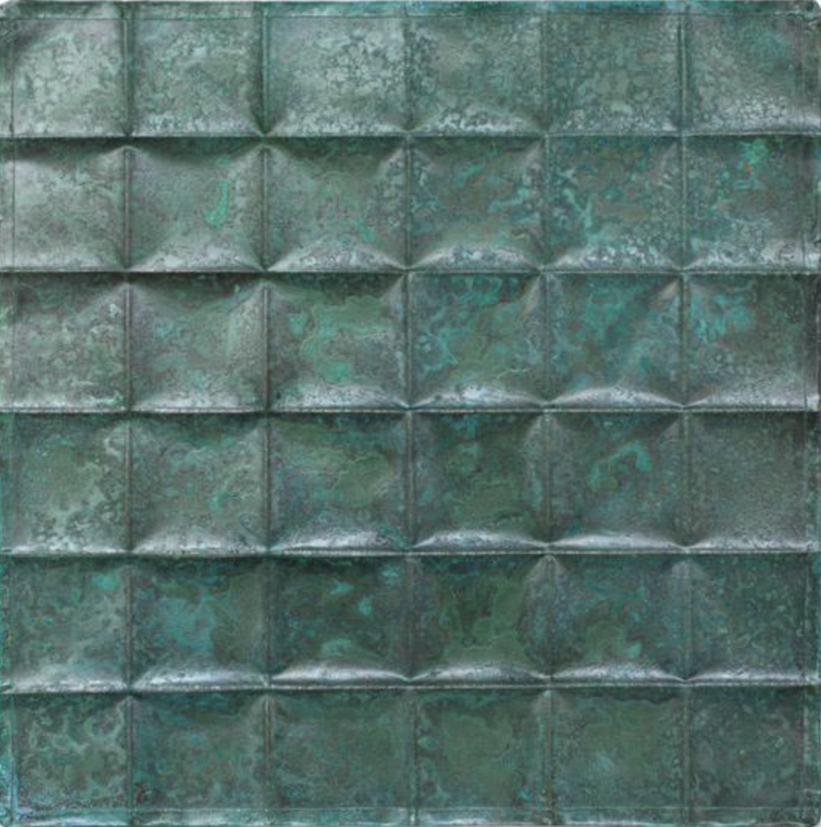 Copper Geometric Repousse Panel - Squares