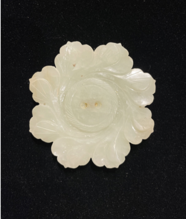 Nephrite jade toggle floral button