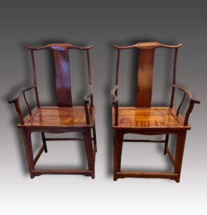 Pair of Huang Huali court officials hat chairs