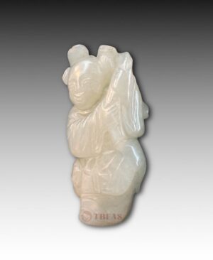 Nephrite jade toggle boy with ling zhi fungus