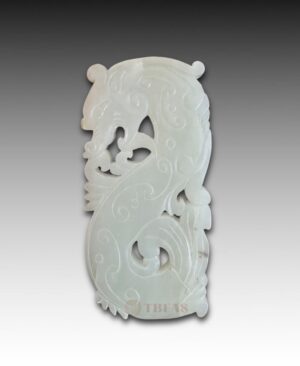 White Nephrite jade toggle with dragon