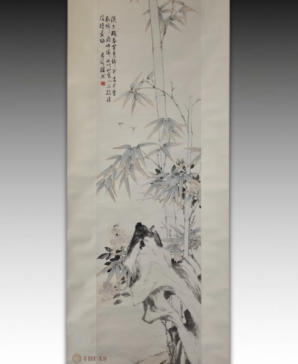 Pair of scrolls with Bamboo & Insects