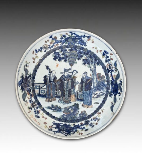 Blue and White overglaze enamel charger