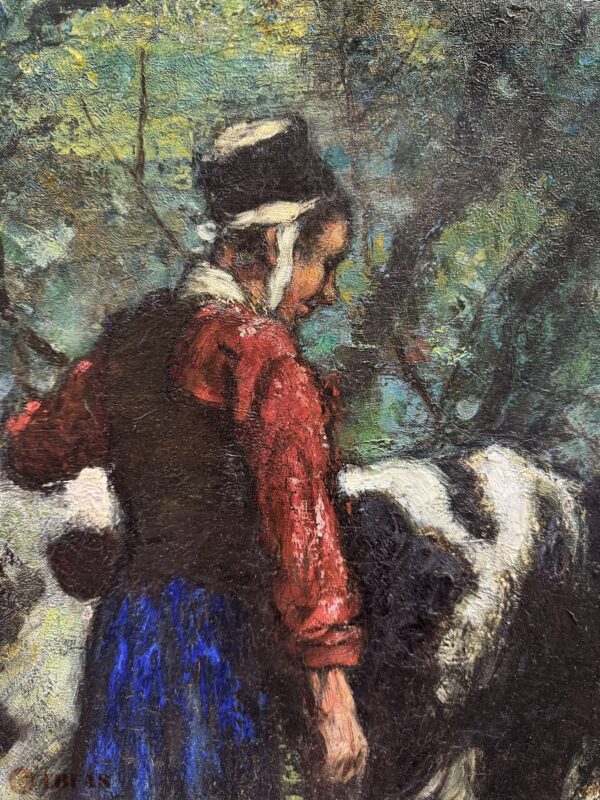Dutch Girl Driving a Bull