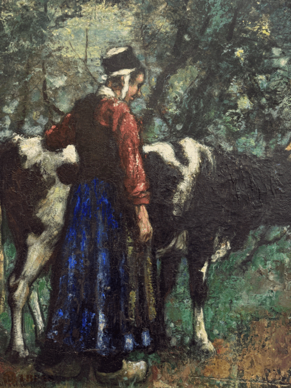 Dutch Girl Driving a Bull