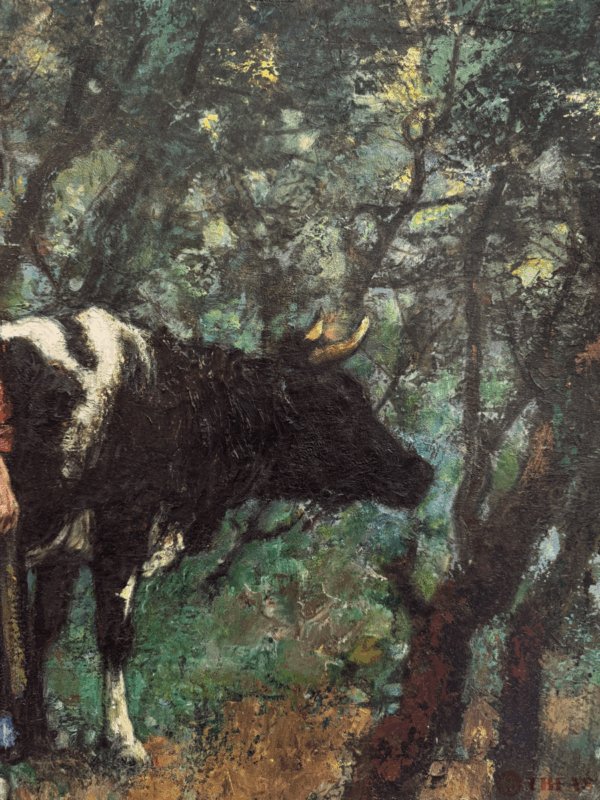 Dutch Girl Driving a Bull