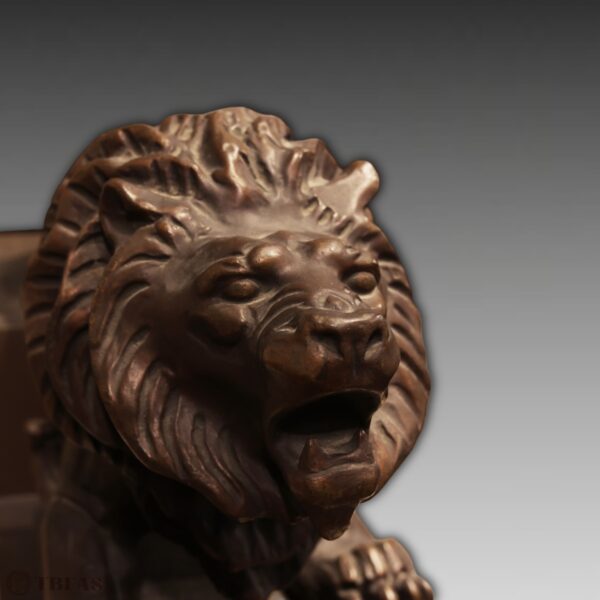 Bronze Lion Clock with "Mauthe clock company" stamp inside