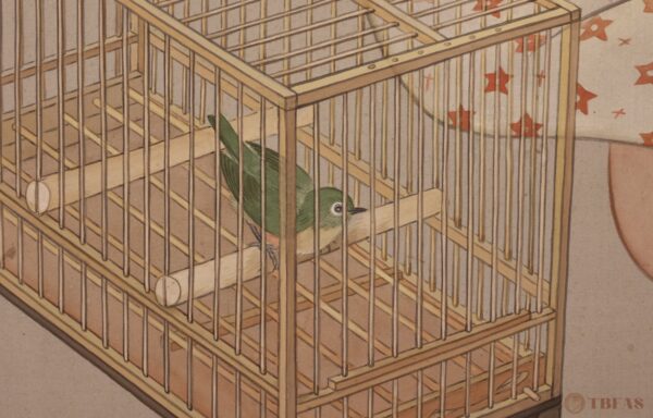 Taisho Child with pet bird Mejiro