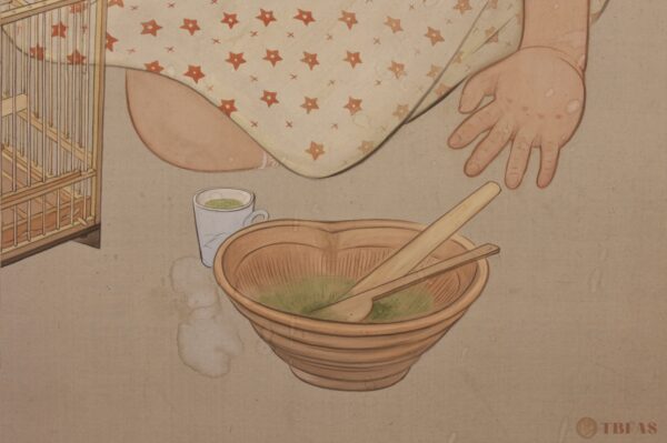 Taisho Child with pet bird Mejiro