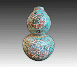 Overglaze gourd shape ceramic vase