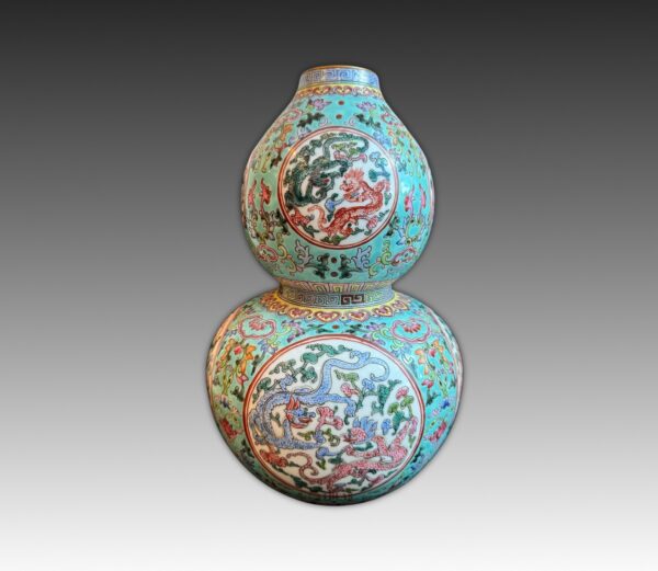 Overglaze gourd shape ceramic vase