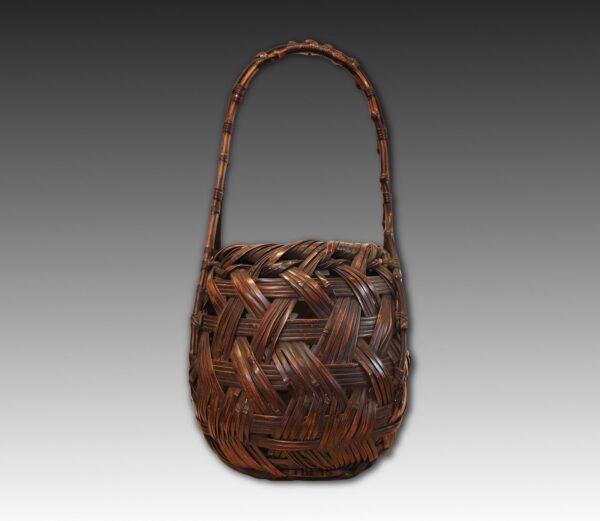 Open Weave Round Basket with Tall Loop Handle