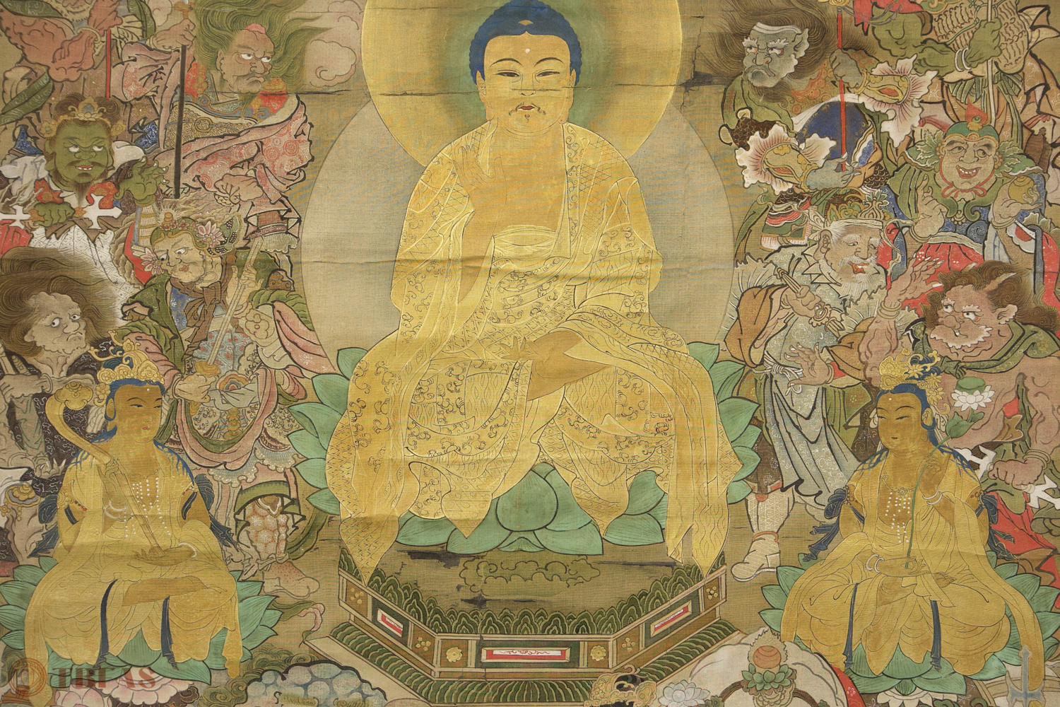 18th century Japanese Buddist with Shakyamuni, boddhisatva's and deities