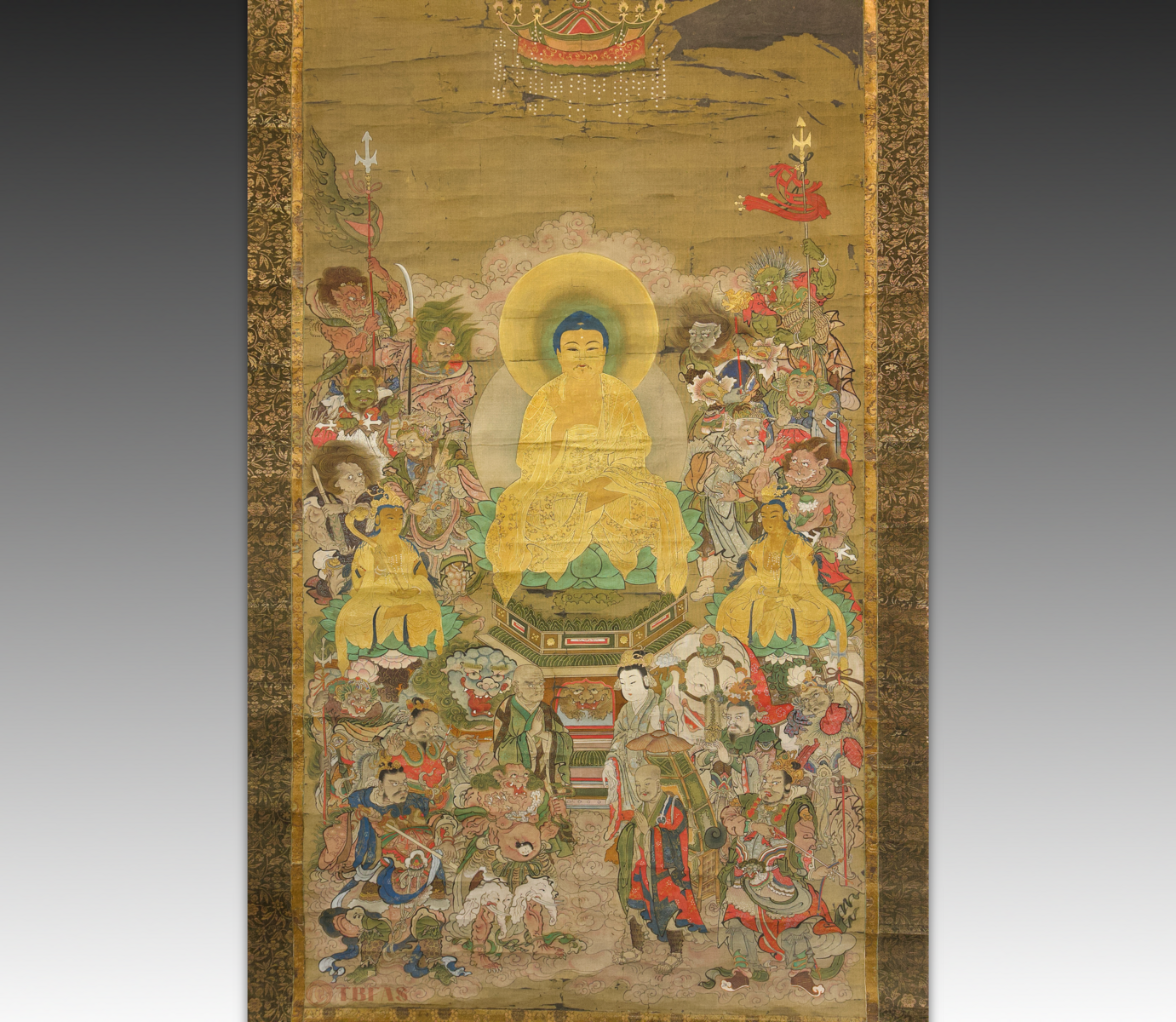 18th century Japanese Buddist with Shakyamuni, boddhisatva's and deities