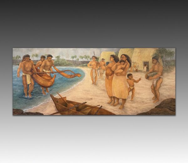 Arriving with the canoe