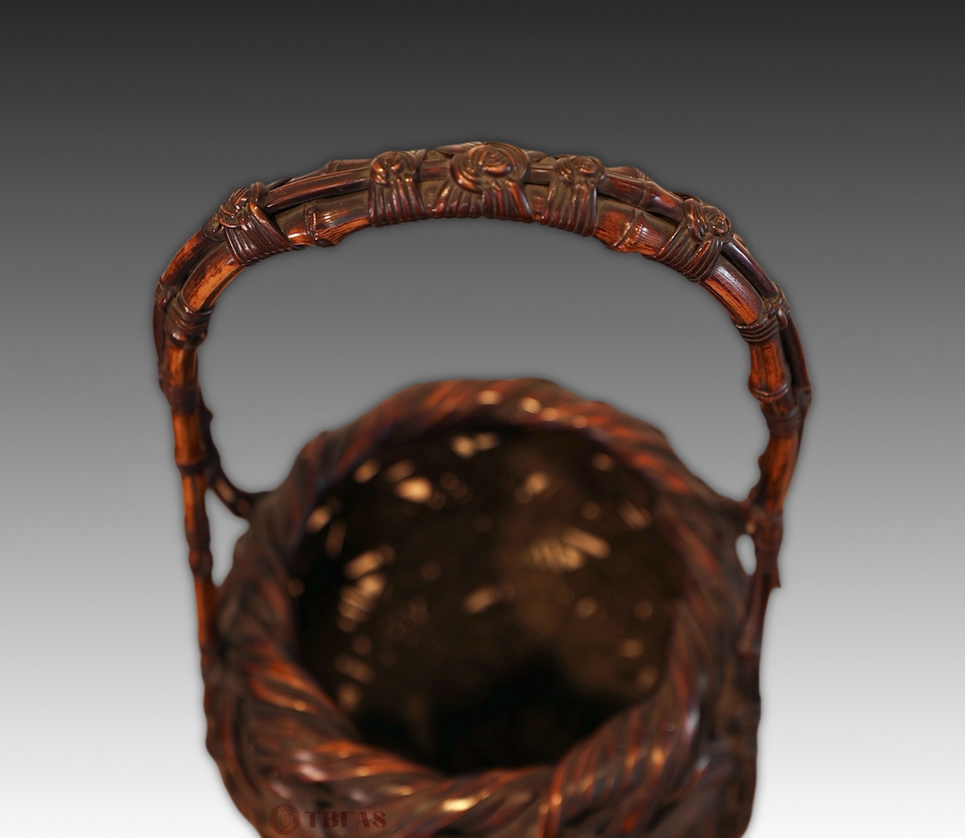 Open Weave Round Basket with Tall Loop Handle