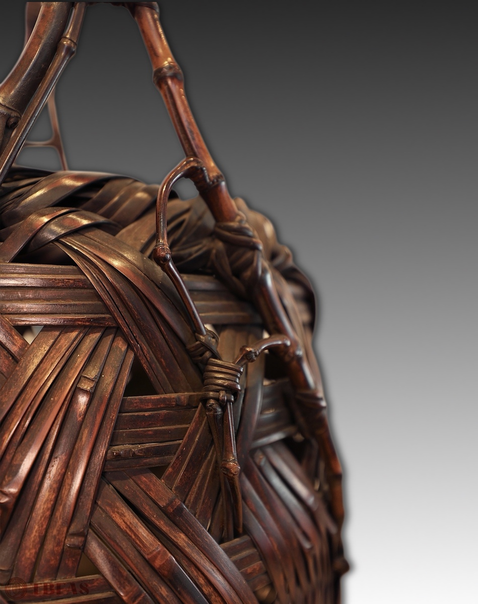 Open Weave Round Basket with Tall Loop Handle