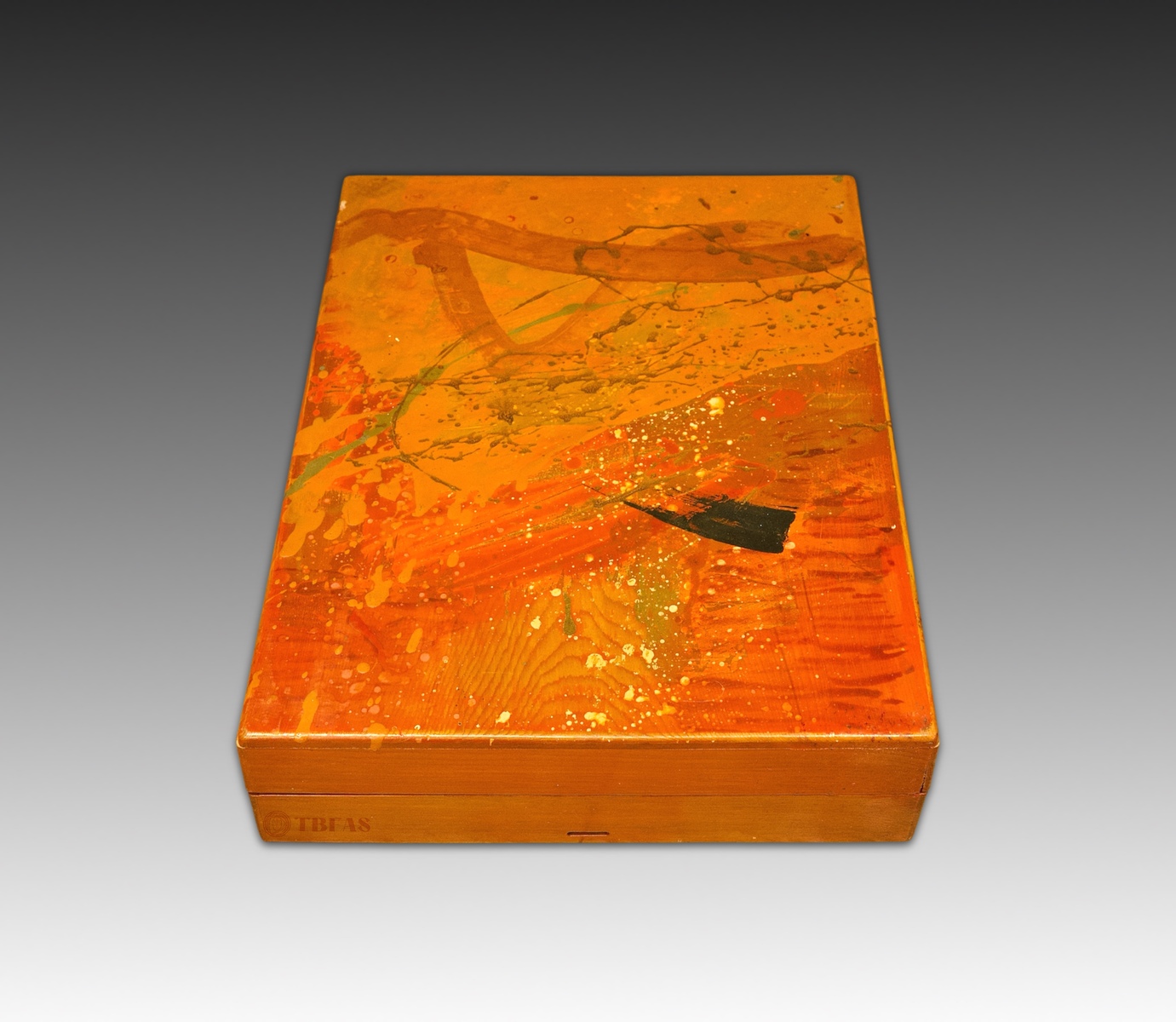 Collage on lid of wood box