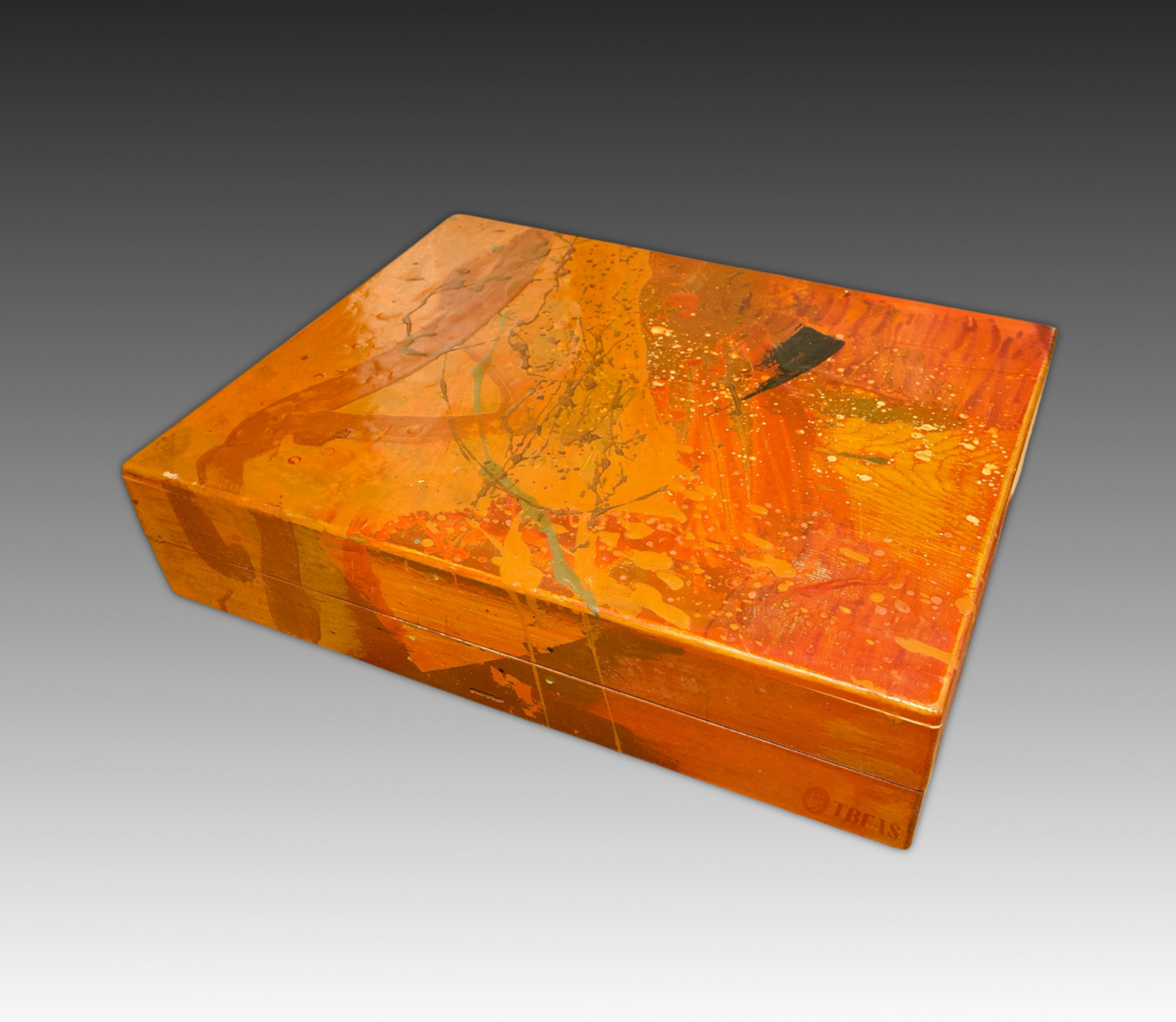 Collage on lid of wood box