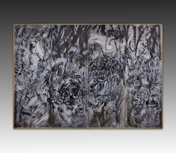 Four panel screen semi colorful abstract