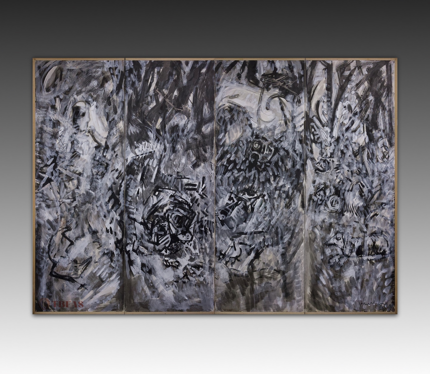 Four panel screen semi colorful abstract