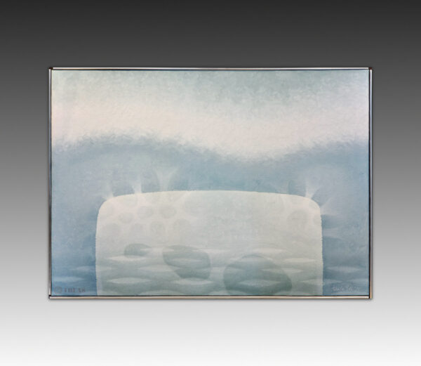 Untitled- Abstracted Blue Surf and Stones in the Ocean