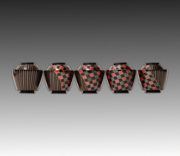Set of Five Lacquer Soup Bowls