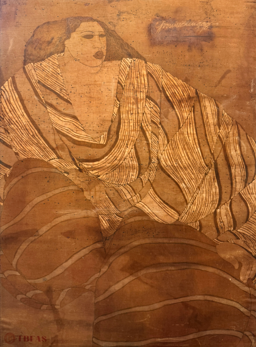 Hawaiian Woman in Striped Robes